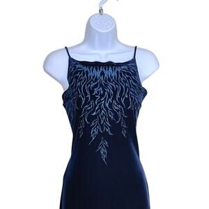 Vintage Y2K Pulse M/L Velvet Glitter Flames Prom Formal Dress 6 Maxi Fairy Slit